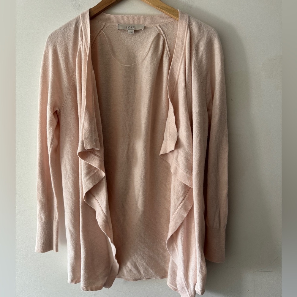 Loft Light Pink Waterfall Draped Cardigan - Wool Blend‎